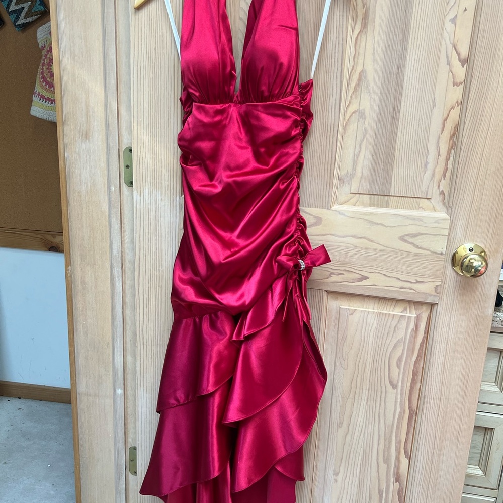 Blondie Nites Red High Low Satin Dress